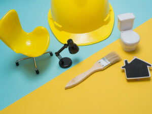 Samples of material on color background .Interior design select